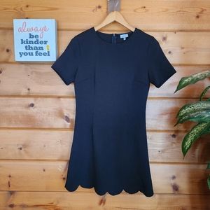 Tobi 💜 Scalloped Hem Little Black Mini Dress A Line Sheath Fit Flare Crepe Sz M
